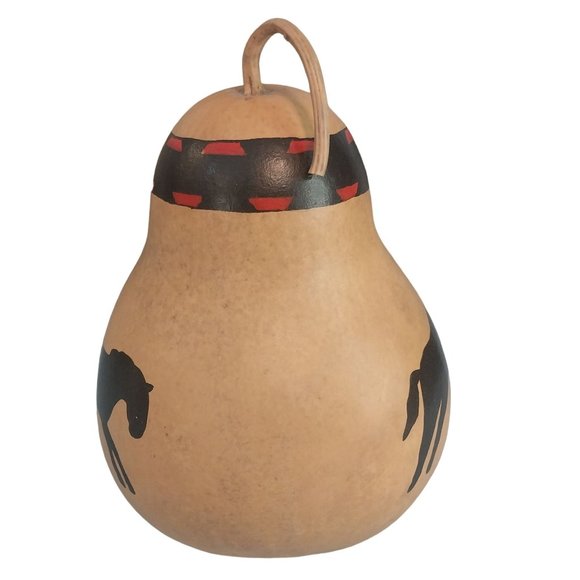 Galloping Horses Gourd Art Hand Painted - Picture 3 of 7